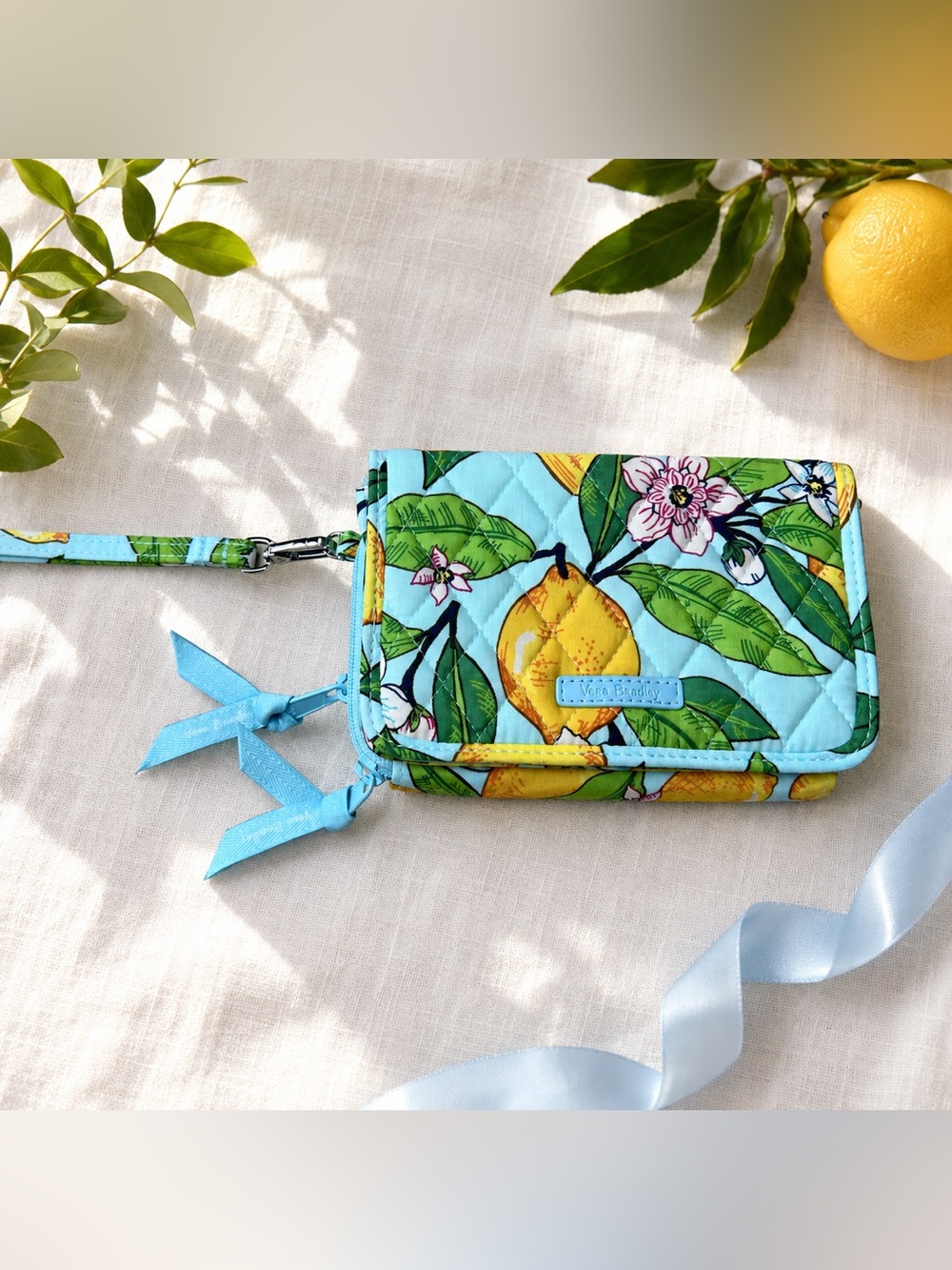 Vera Bradley RFID Smartphone Wristlet Lemon Grove Floral Wallet